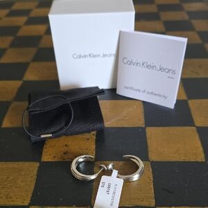 Calvin Klein Jeans Hoop Silver Earrings MSRP $75 NWT